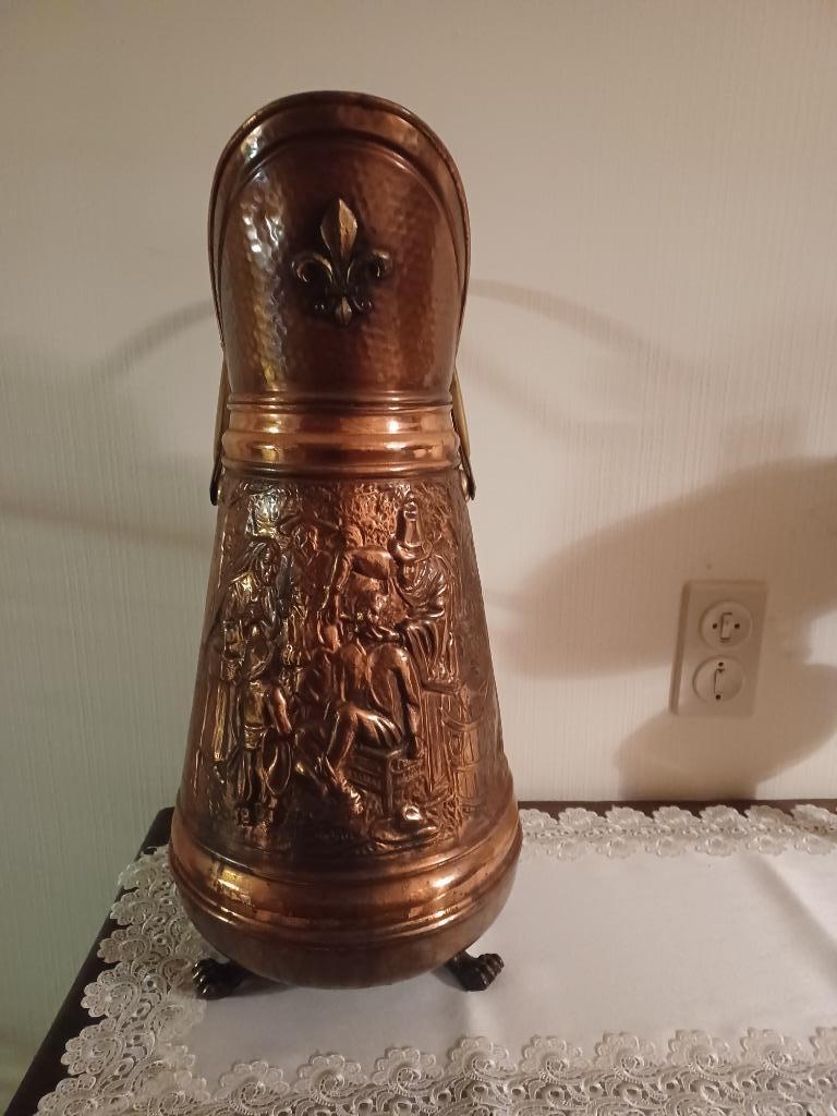 antieke koperen paraplubak/kolenbak, Ophalen, Koper