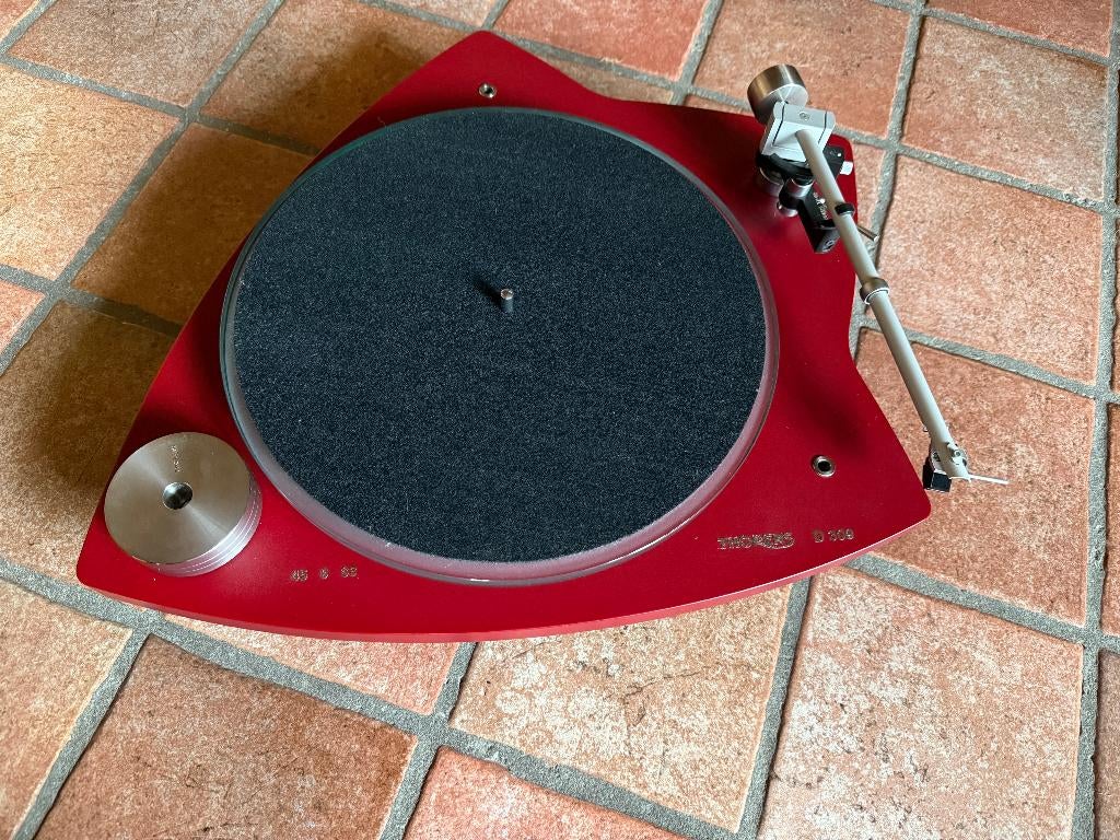 Thorens TD309 mat rood, Ophalen, Zo goed als nieuw, Platenspeler, Thorens