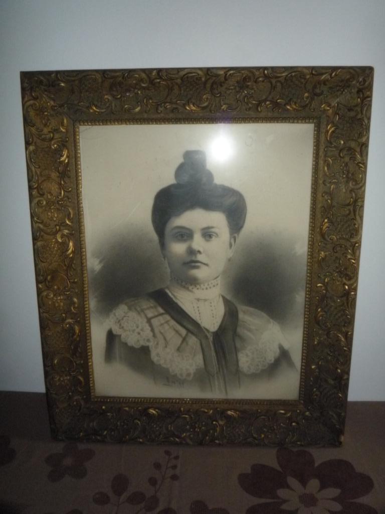dessin au crayon brocante antique dans un cadre avec verre, Enlèvement