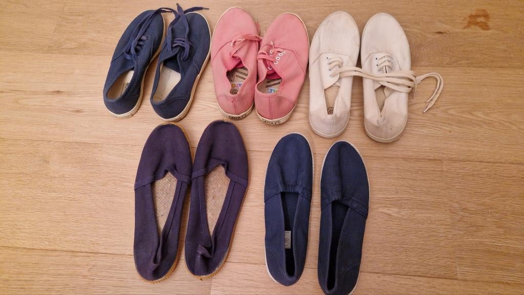 Lot de 5 paires de tennis toile P. 37 à 41, Comme neuf