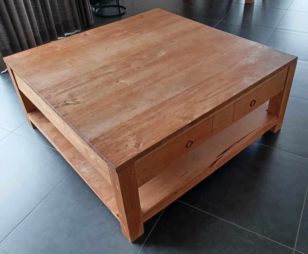 Teakhouten salontafel in zeer goede staat, Ophalen, 50 tot 75 cm, 100 tot 150 cm, 100 tot 150 cm