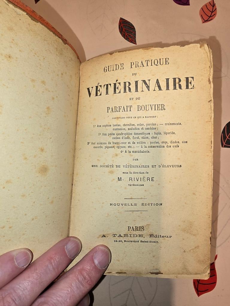 GUIDE PRATIQUE DU VETERINAIRE ET DU PARFAIT BOUVIER. 1880., Livres, Livres d'étude & Cours, Utilisé, Enseignement supérieur, Enlèvement ou Envoi