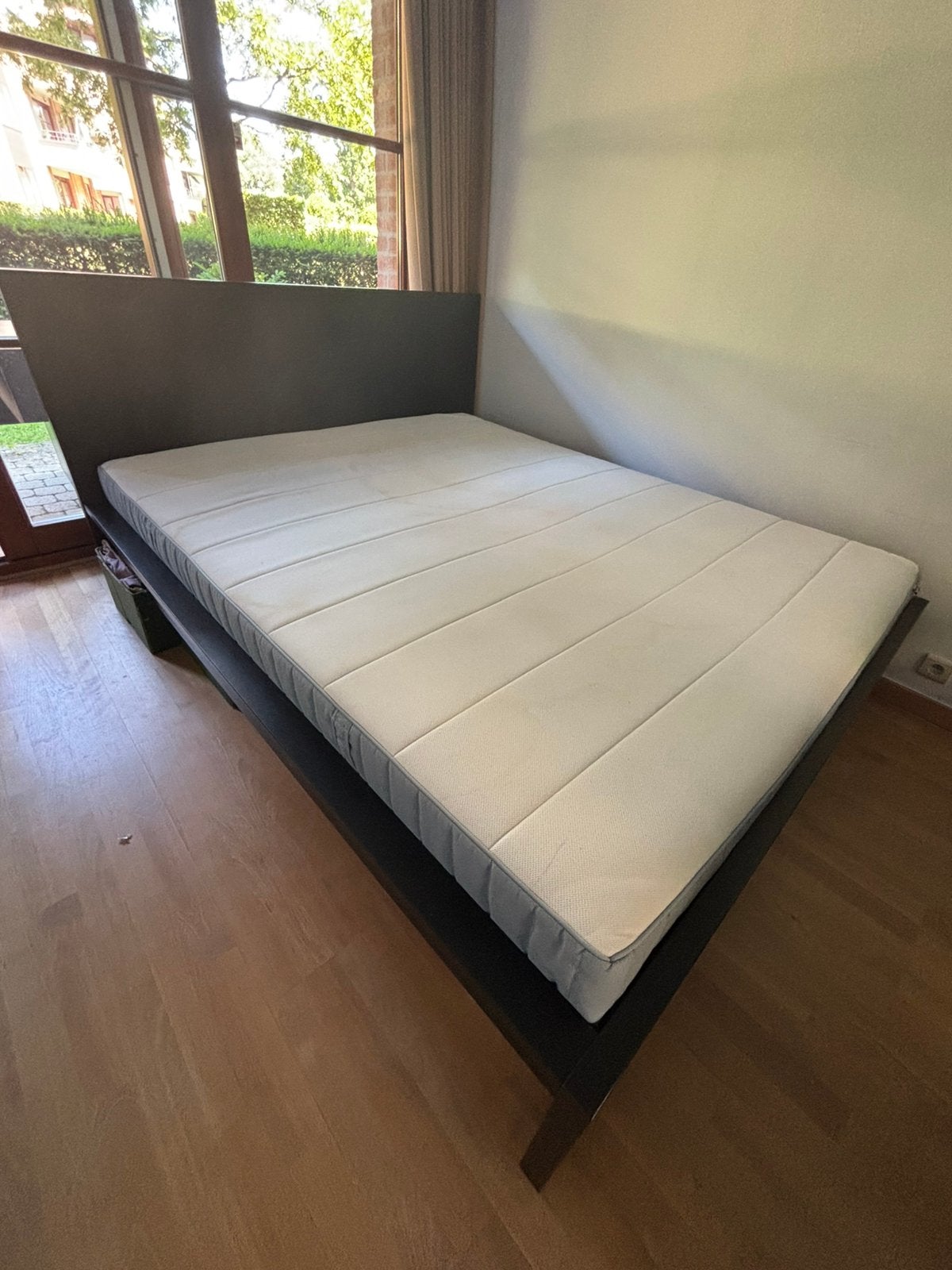 Lit, Ikea double bed 160, Maison & Meubles, Queen size, Brun, Enlèvement, Utilisé