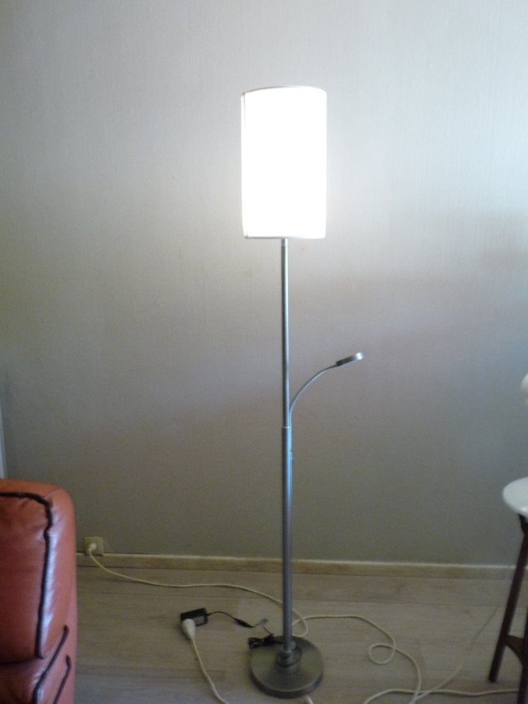 LED staanlamp met leeslamp, en stoffen kap, Ophalen, Zo goed als nieuw, Textiel, 150 tot 200 cm