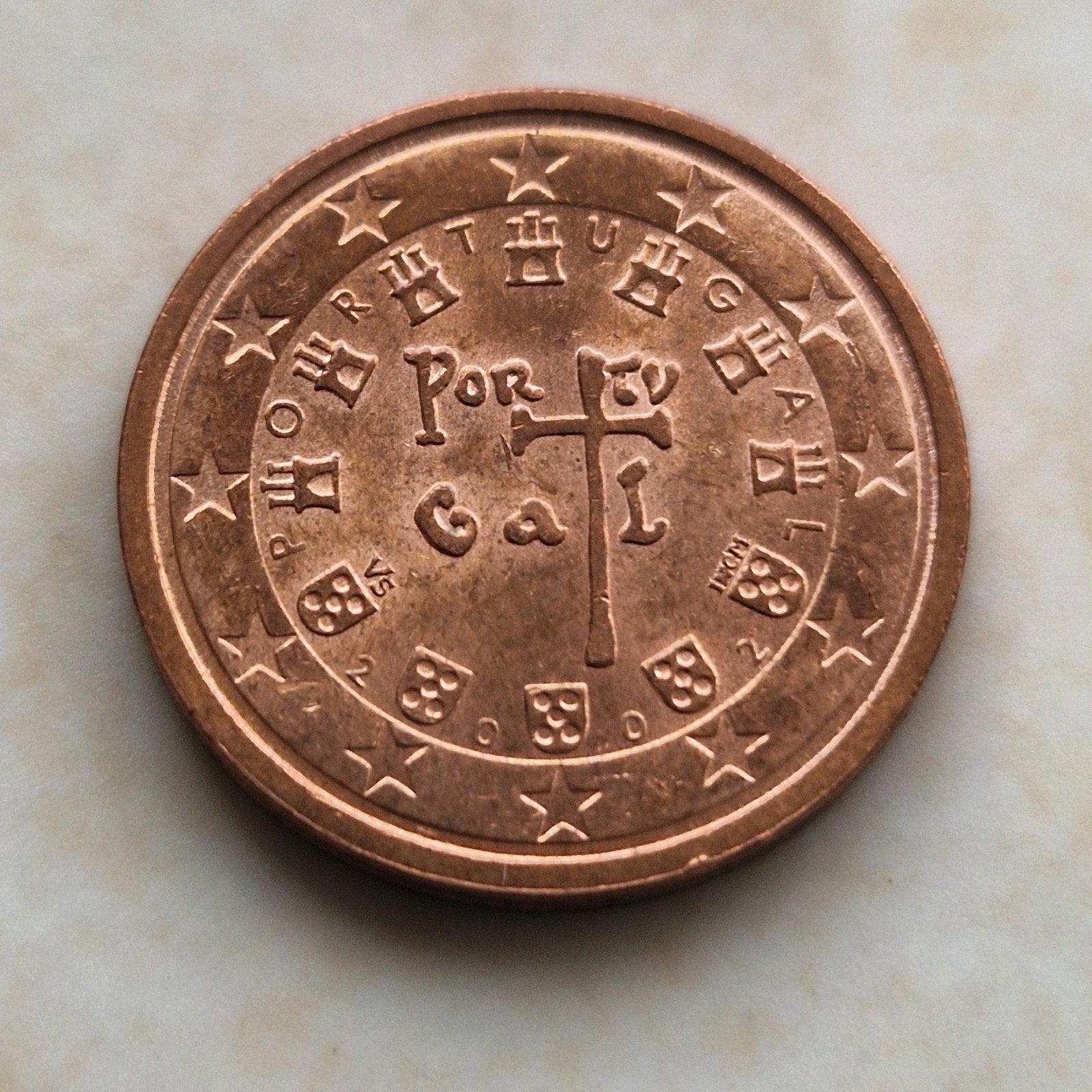 2002, Portugal , 2 Euro Cent Coin, Postzegels en Munten, Ophalen of Verzenden