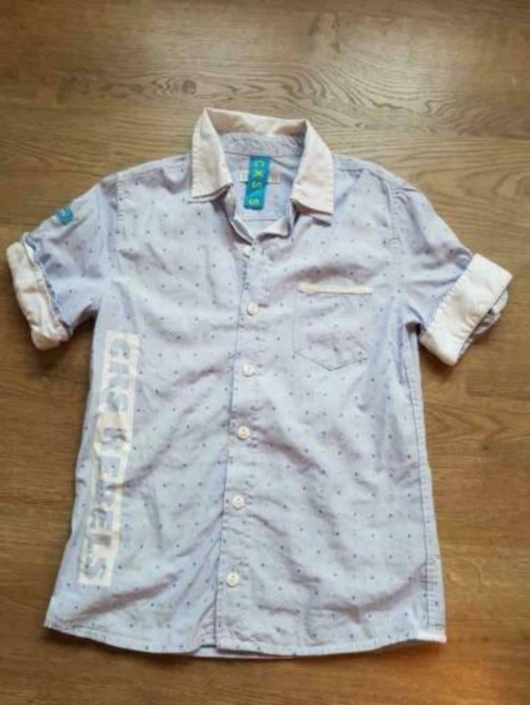 lichtblauw CKS hemd met korte mouwen maat 140 - communie, Cks, Overhemd of Blouse, Ophalen of Verzenden, Zo goed als nieuw