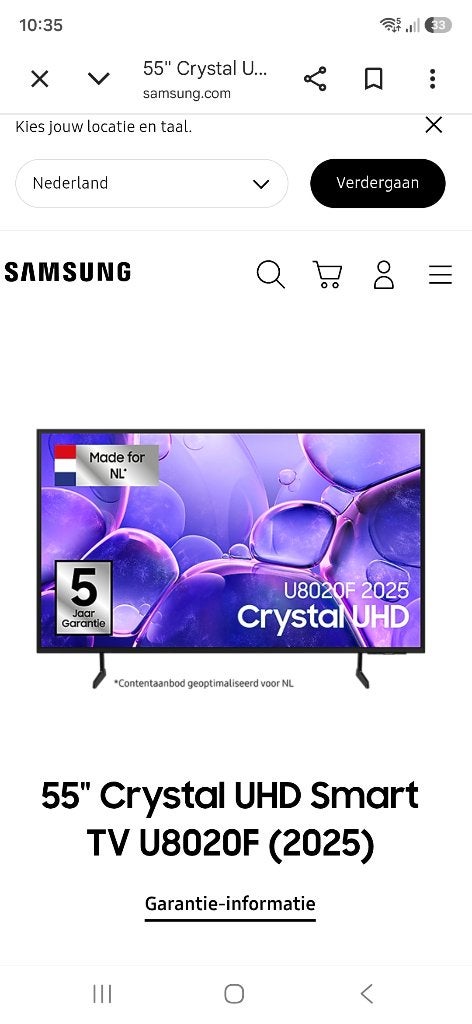 Tv samsung crystal uhd. 55 inch, Audio, Tv en Foto, Televisies, Ophalen, LED, Nieuw, Samsung