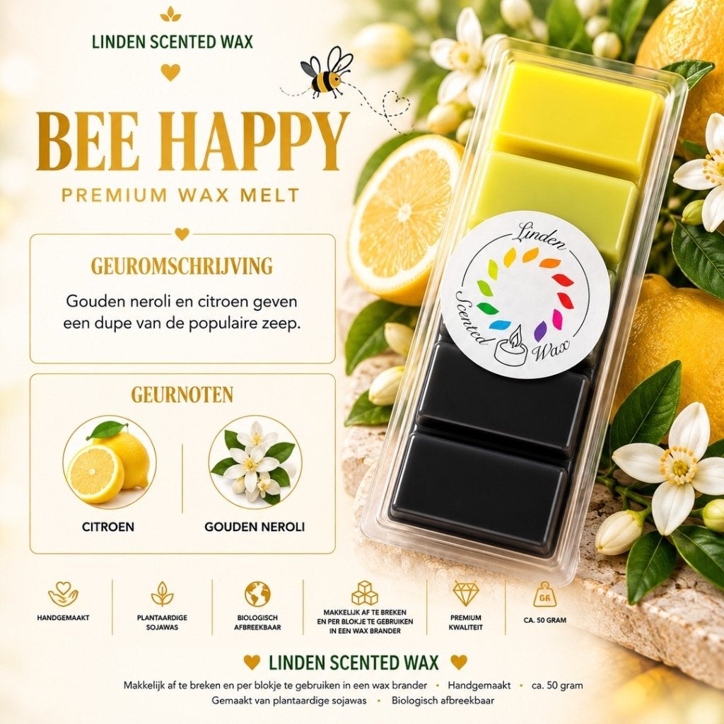 Waxmelts BEE HAPPY parfum geur waxmelt snapbar, Ophalen of Verzenden, Nieuw, Was, Kaars