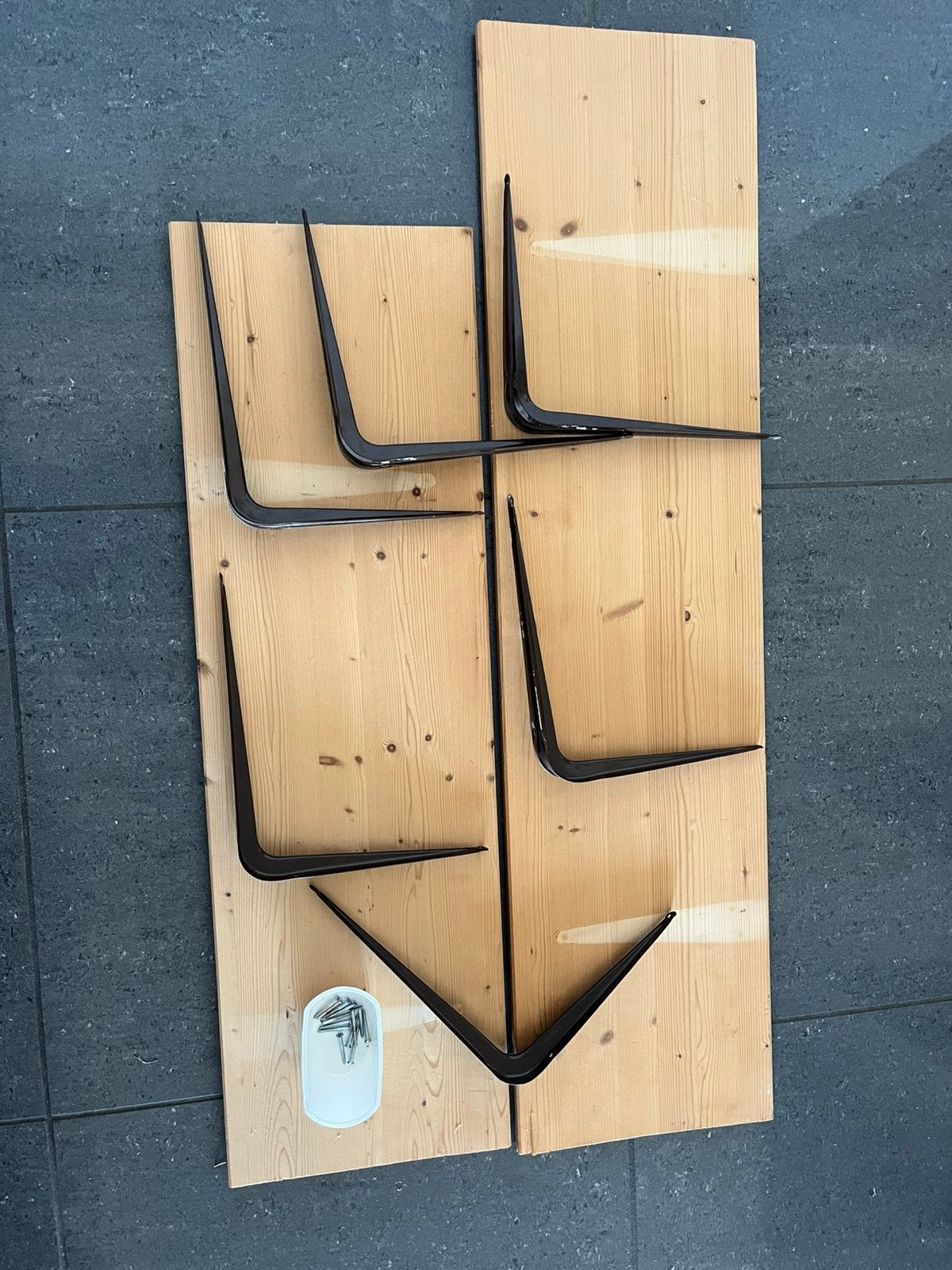 Ensemble de 6 supports et vis d'étagère et de 2 étagères, Utilisé, Moins de 200 cm, Planche, Moins de 25 mm