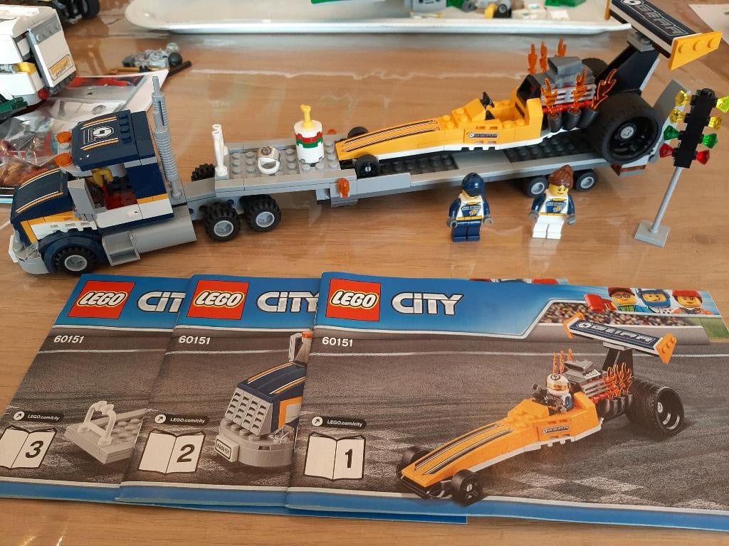 Lego City Race set 60151 Dragster Transporter, City, Lego, Ophalen of Verzenden, Complete set