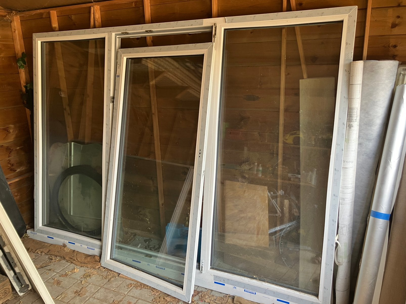 Wit 3 delig Raam tripple glas 258 x 180, Doe-het-zelf en Bouw, Ophalen, Kunststof, Zo goed als nieuw, 150 tot 225 cm