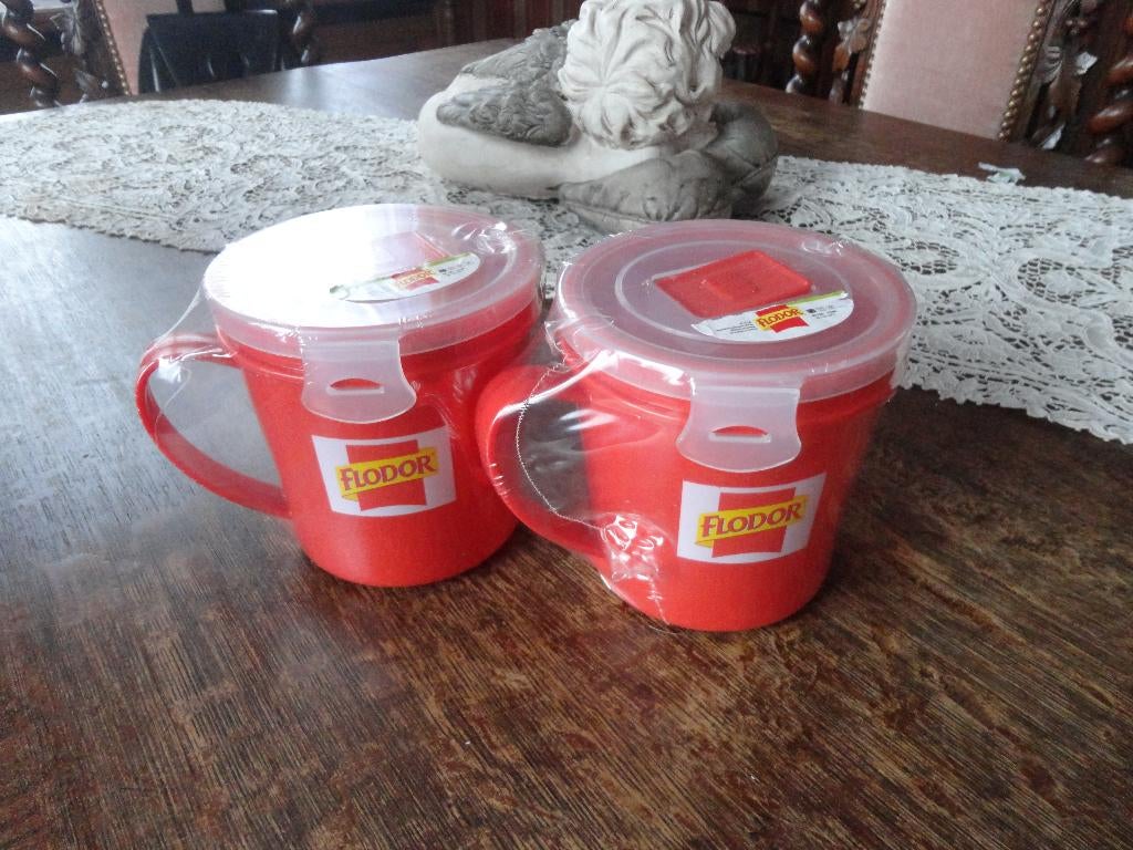 2 Microwave soep mokken, Overige typen, Kunststof, Nieuw, Ophalen of Verzenden