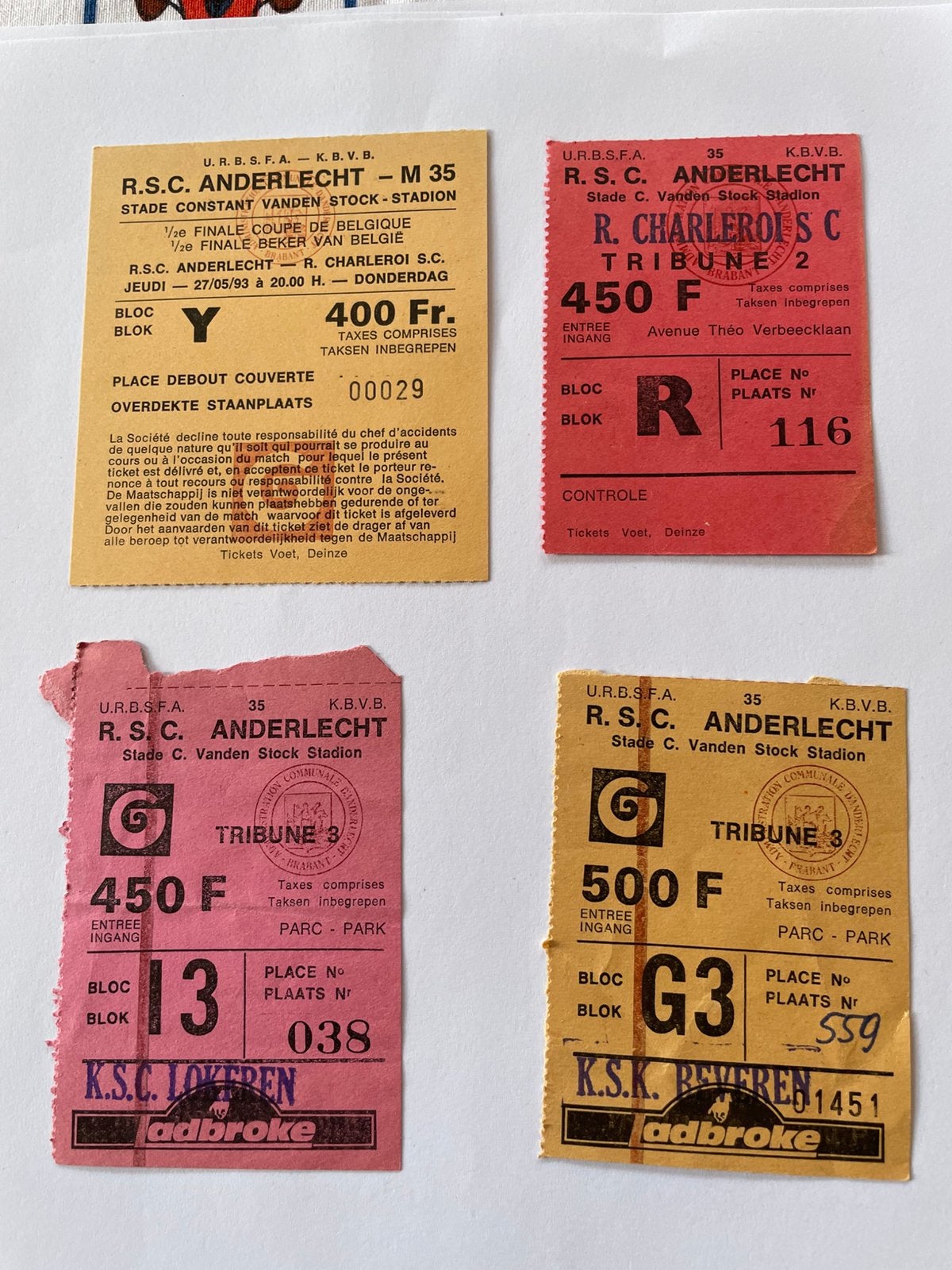 Anciens tickets Anderlecht, Enlèvement ou Envoi, Utilisé