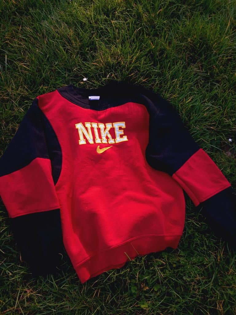 Nike jaren 90 vintage custom retro sweather zwart rood, Kleding | Heren, Truien en Vesten, Nieuw, Maat 48/50 (M), Rood, Ophalen of Verzenden