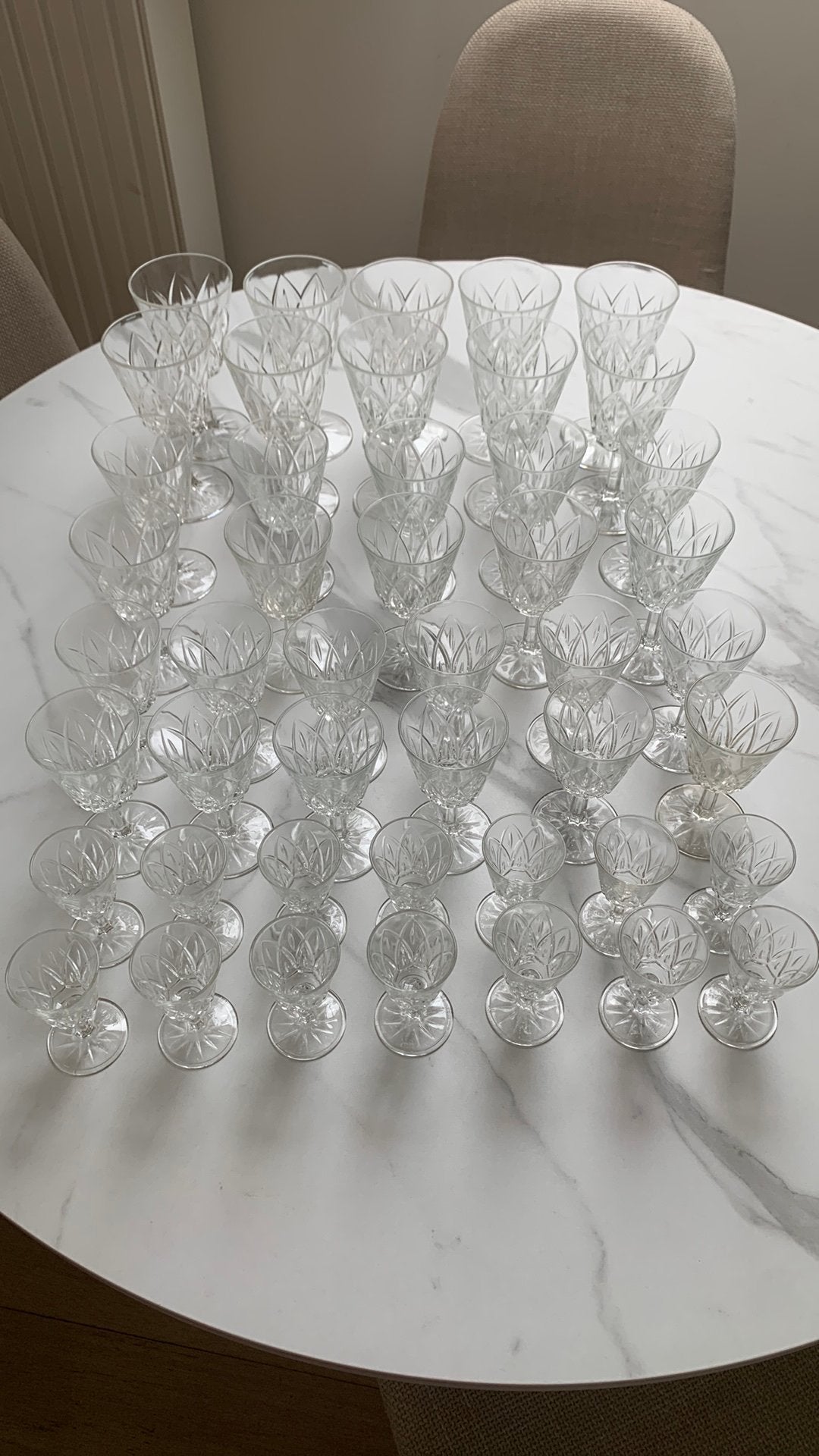 Ensemble de 46 verres vintage, Enlèvement, Comme neuf
