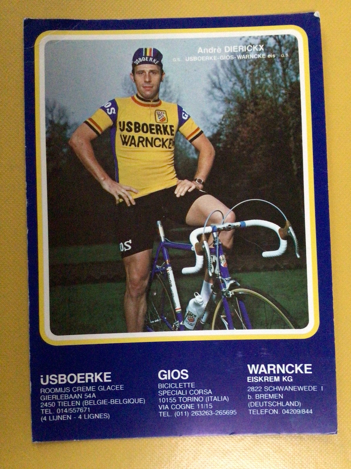 Wielerkaart team gios ijsboerke andre dierickx, Ophalen of Verzenden