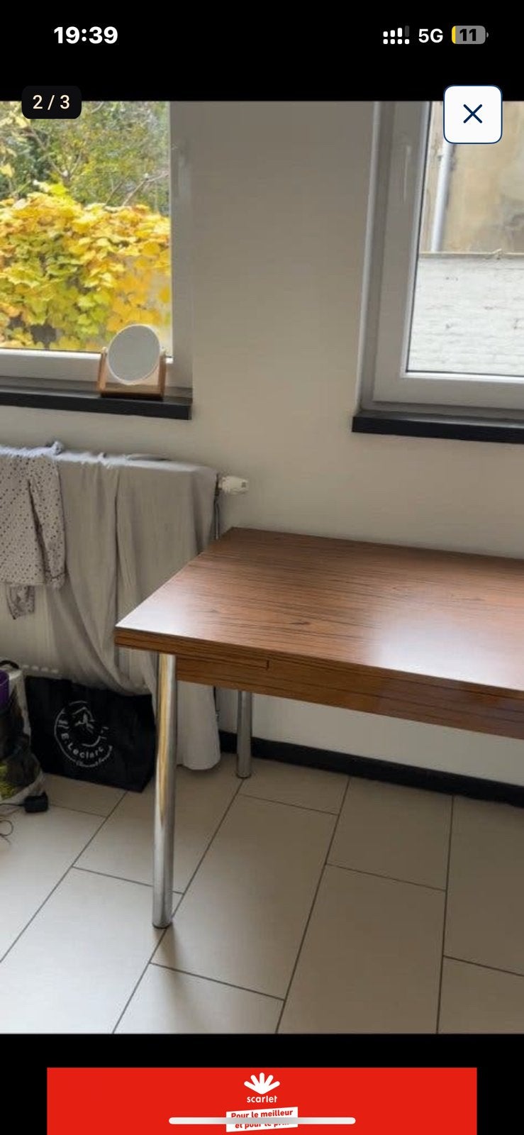 Table retractable en bois, Enlèvement, Utilisé, Bois