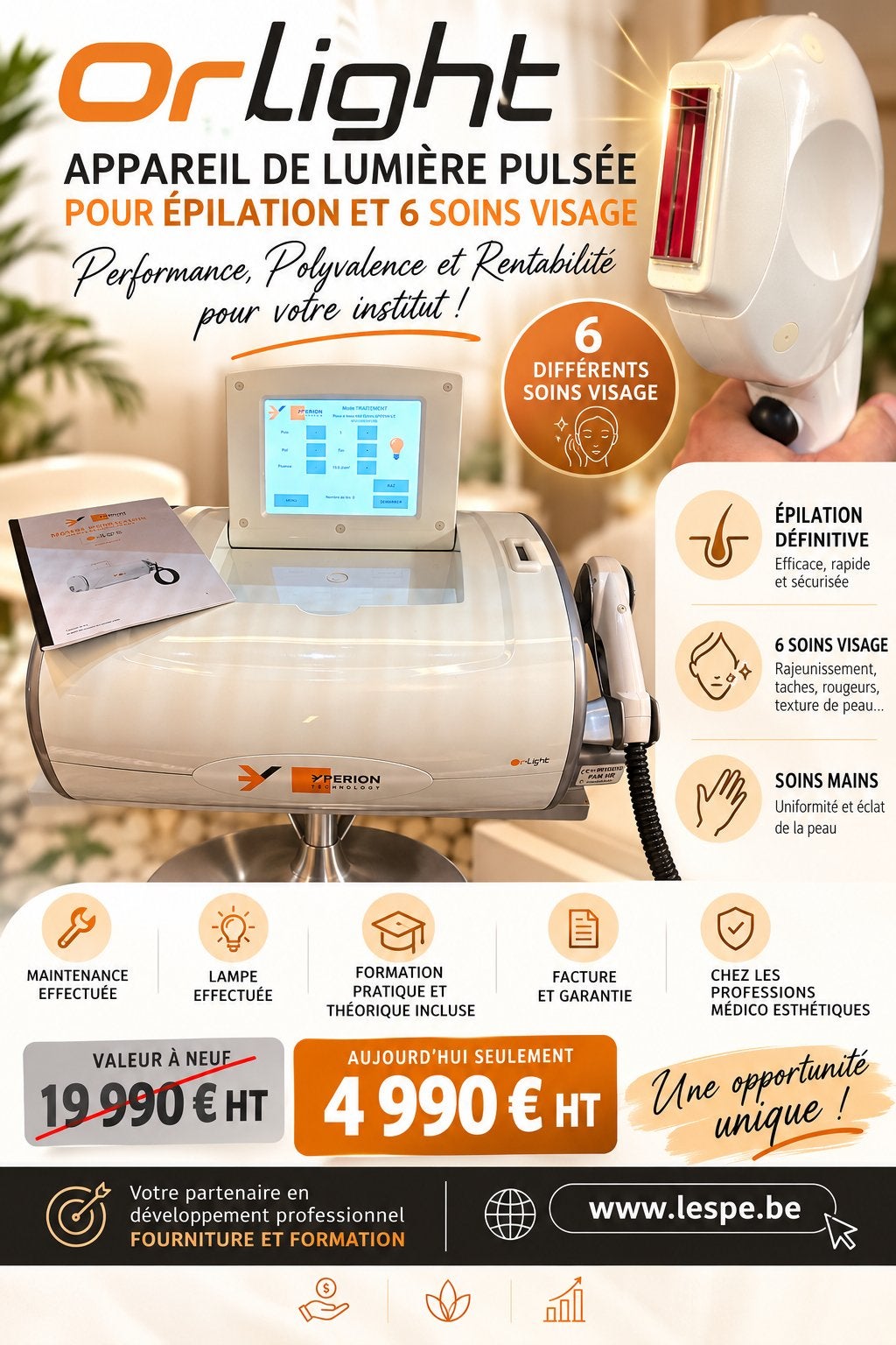 IPL Orlight Epilation Pulsed Light Training en factuur!!
