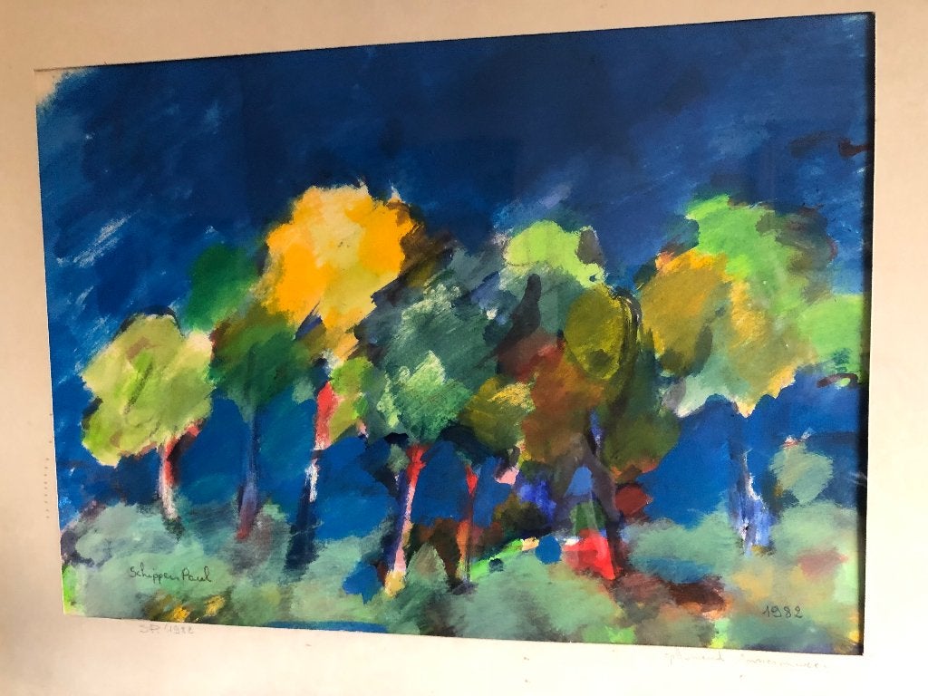 Peinture, Antiquités & Art, Abstrait, Enlèvement, Passe-partout, Verre