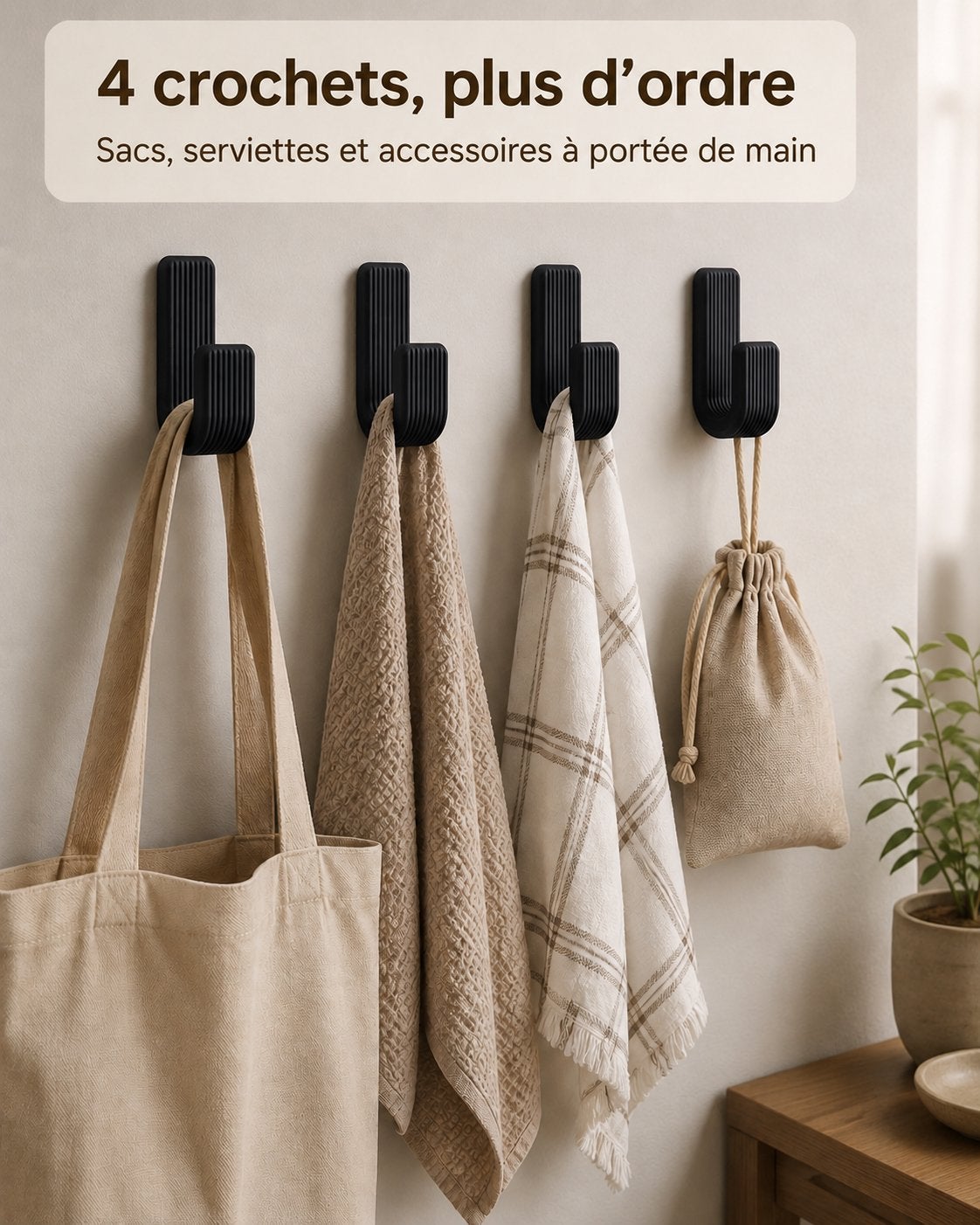 GripHook – 4 Crochet mural compact | Organisation maison |, Enlèvement ou Envoi, Comme neuf