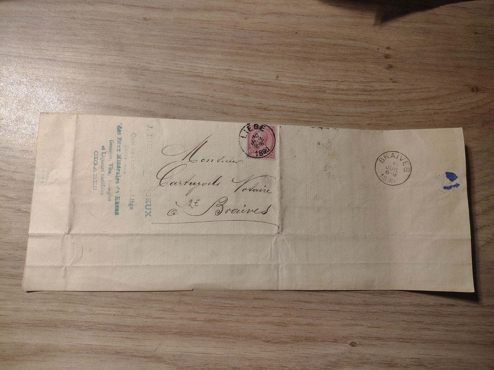 Couverture belge et liégeoise de 1890, Enlèvement ou Envoi