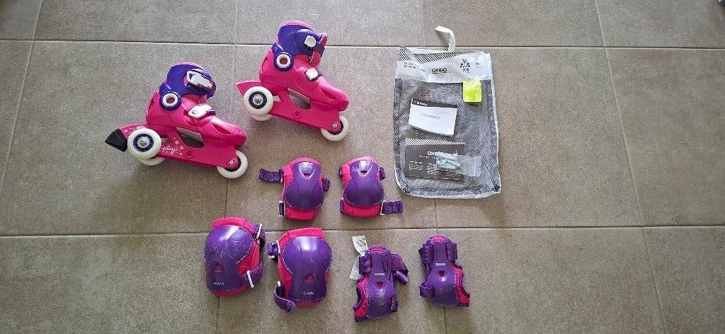 Kinderschaatsen + beschermers, Ophalen, Gebruikt