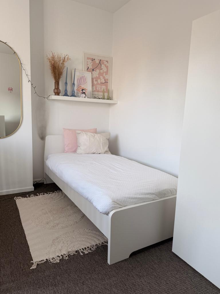 Bed IKEA ASKVOLL wit, 90 cm, Enlèvement, 200 cm, Blanc