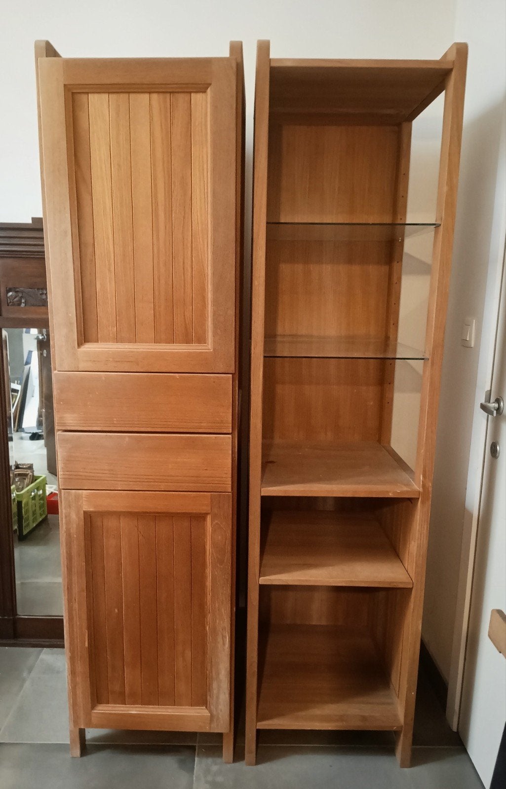 Massief teakhouten badkamer/Wellnesskasten, Ophalen, Minder dan 50 cm, Gebruikt, Overige typen