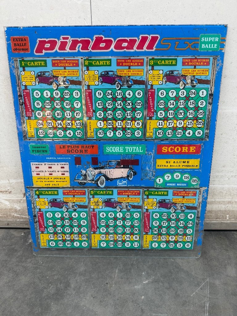 Origineel glazen frontpaneel Zeskaart Pinball, Verzamelen, Ophalen, Gebruikt, Bally, Overige soorten