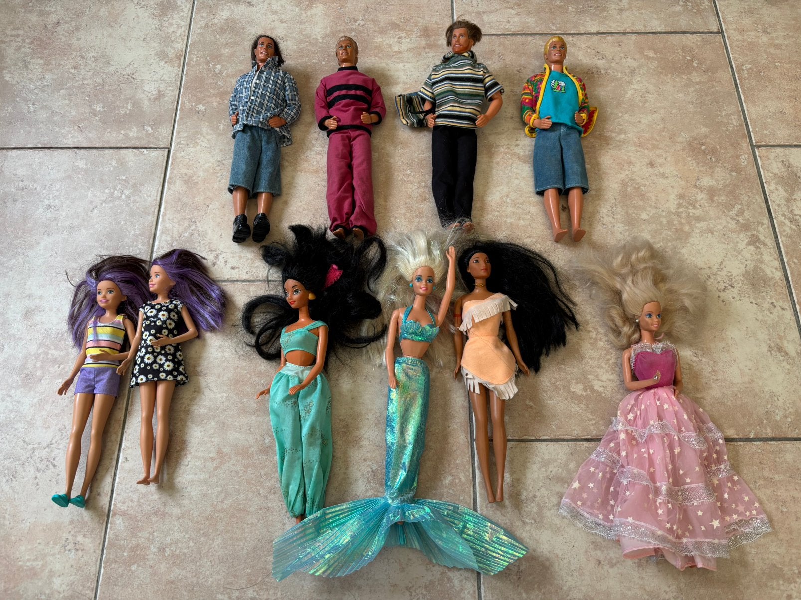 Lot van 10 Barbie- en Kenpoppen – zeemeermin & prinses.️, Ophalen of Verzenden, Gebruikt, Barbie