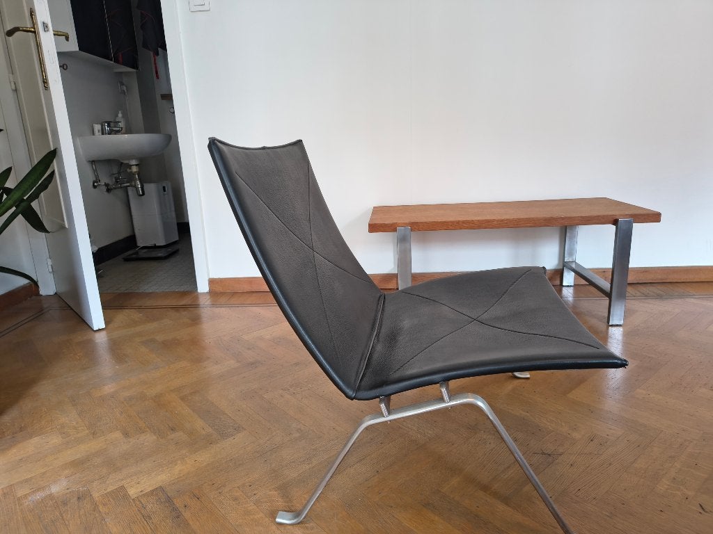 Design zeteltje leder en staal PK22 replica, Maison & Meubles, Fauteuils, Moins de 75 cm, Comme neuf, Enlèvement, 50 à 75 cm