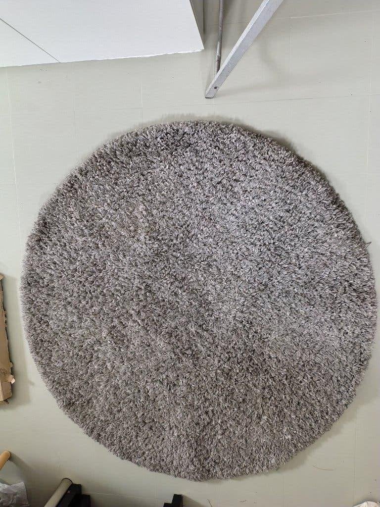 Rond grijs hoogpolig tapijt GRATIS 160cm diam, Ophalen, Gebruikt, 150 tot 200 cm, Rond