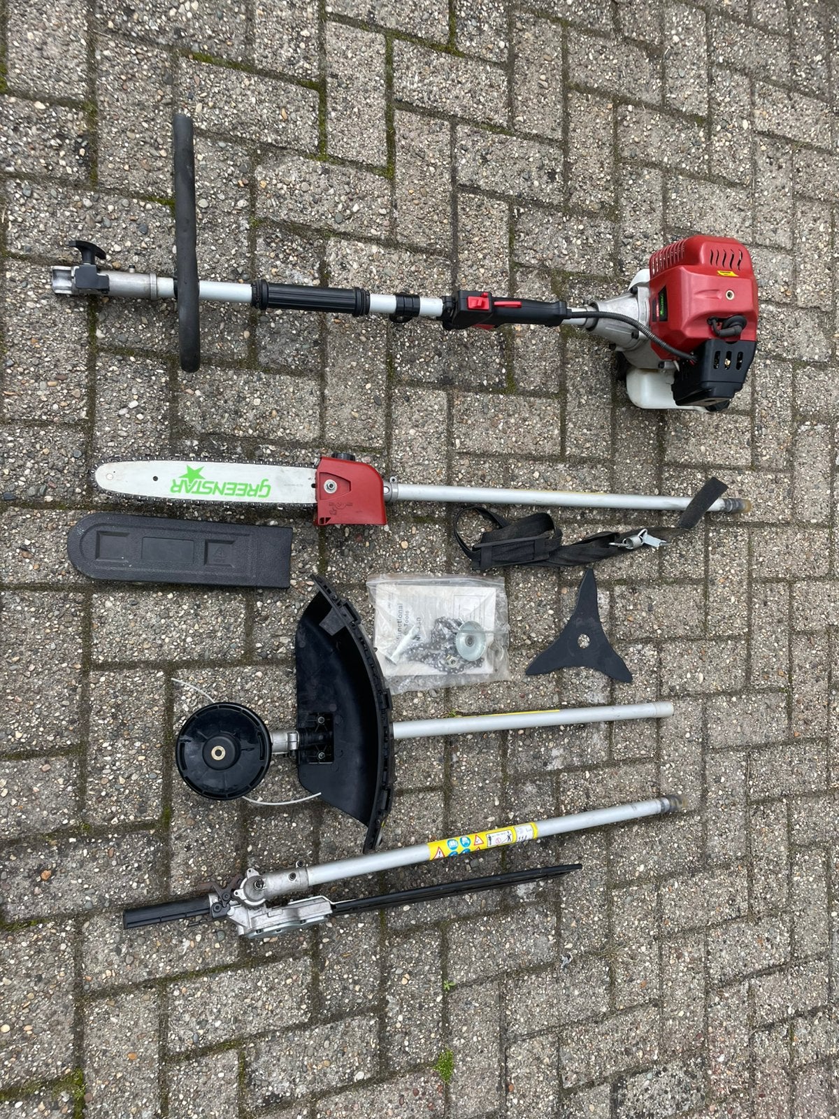 Combinatie toestel heggenschaar bosmaaier kettingzaag, Ophalen, Zo goed als nieuw, Benzine