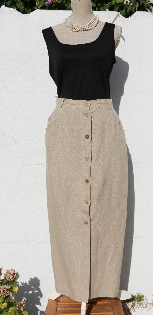 Jupe beige en lin - Promod - Taille 40 - Vintage, Taille 38/40 (M), Enlèvement ou Envoi, Beige, Promod
