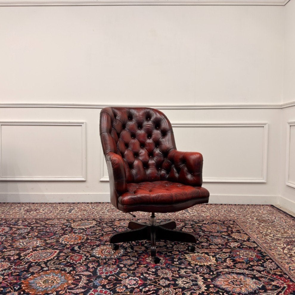 Klassiek Engels Chesterfield Bureaustoel, Antiek en Kunst, Ophalen of Verzenden