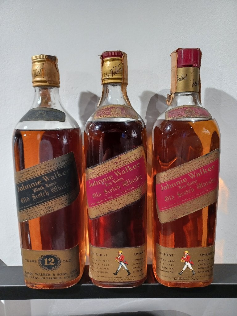 Set 3x Vintage Johnnie Walker '70s - Wax & Vitale Import, Verzamelen, Overige Verzamelen, Ophalen of Verzenden