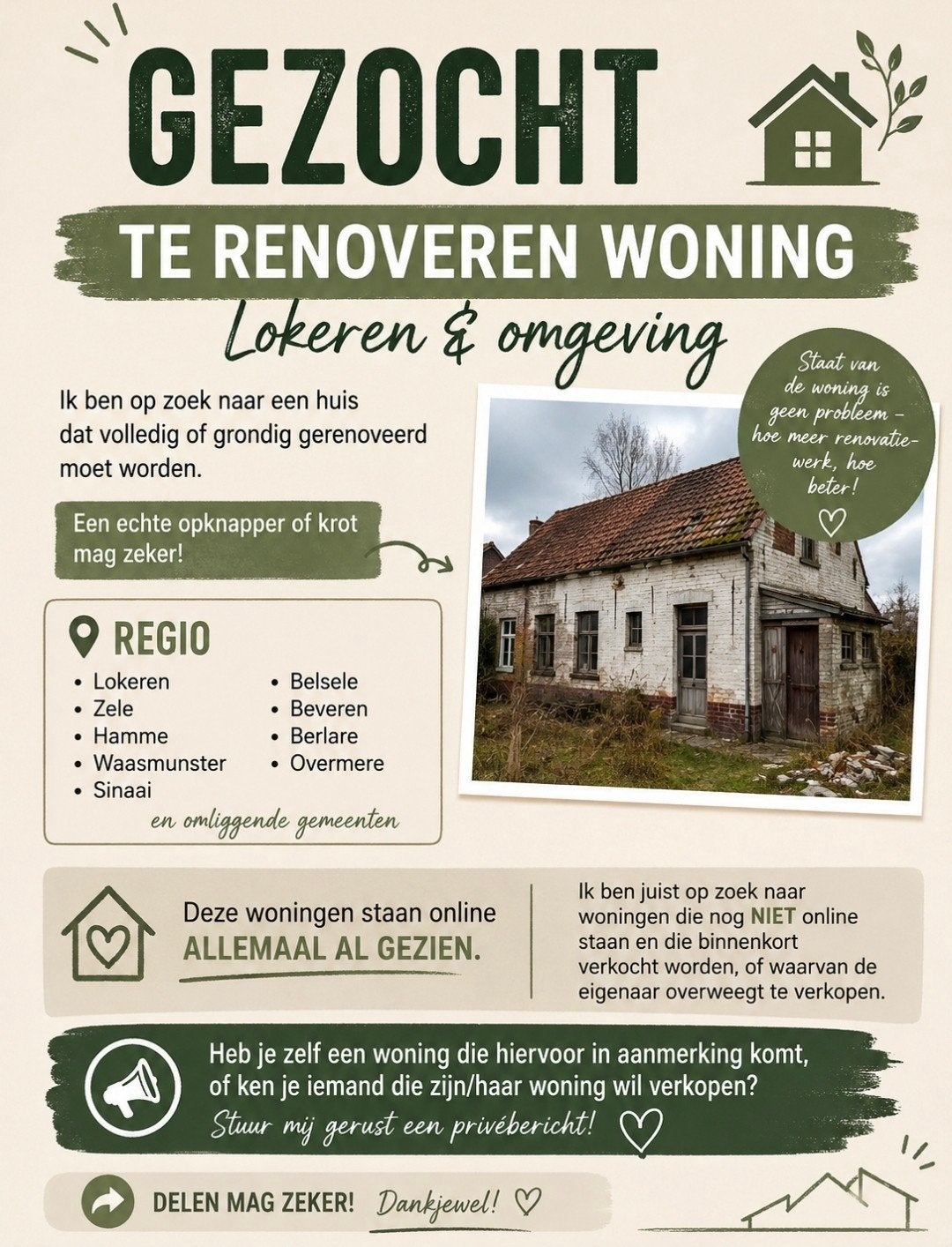 huis te koop gezocht, Cd's en Dvd's, Ophalen of Verzenden