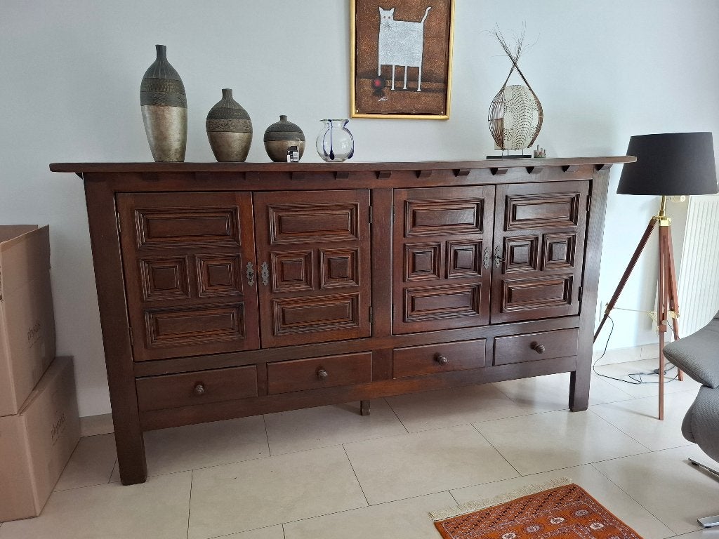 Vol houten Buffetkast, Huis en Inrichting, Kasten | Buffetkasten, Ophalen, Overige materialen, Met deur(en), 100 tot 150 cm