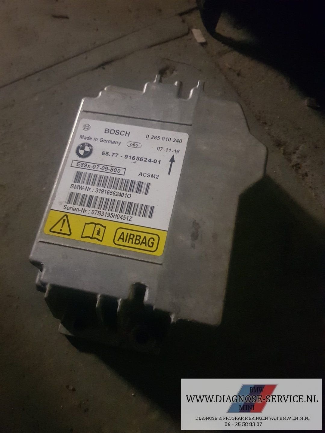 BMW 1er E87 3er E90 E91 Airbag module  6577 9165624, -, Utilisé, -, Enlèvement ou Envoi
