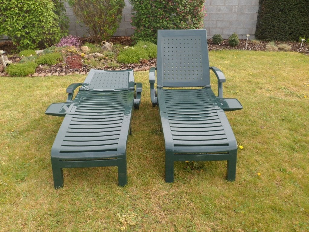 Ligstoelen Curver donkergroen, Tuin en Terras, Ligbedden, Ophalen, Zo goed als nieuw, Kunststof, Verstelbaar