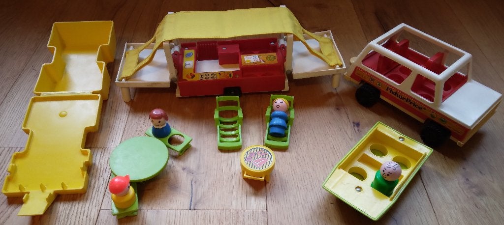 Car & Camper - Fisher-Price #992 (1979), Ophalen, Gebruikt, Speelset