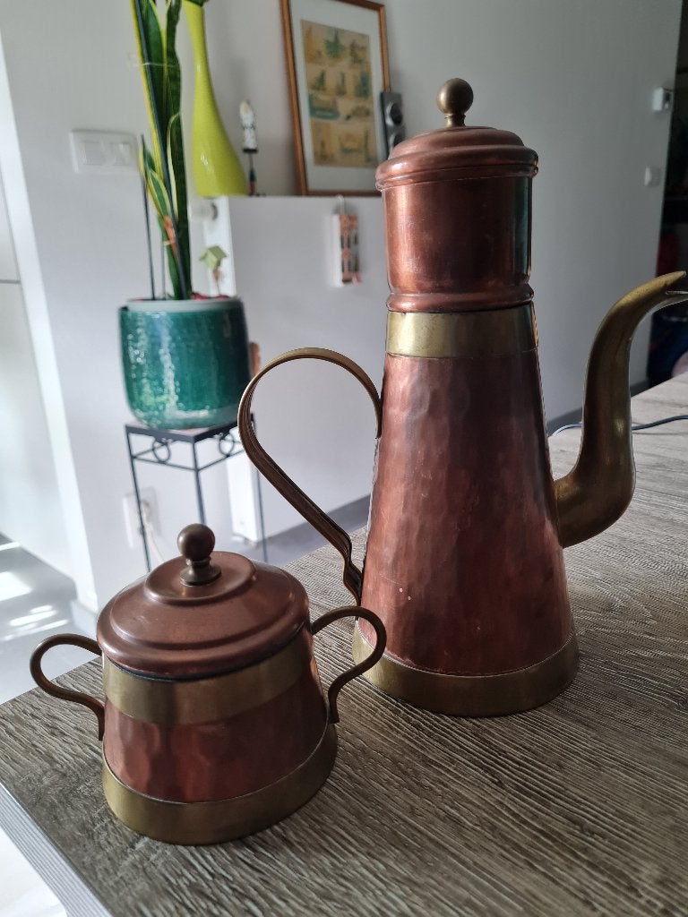 koffiekan en suikerpot koper, Antiek en Kunst, Ophalen, Koper