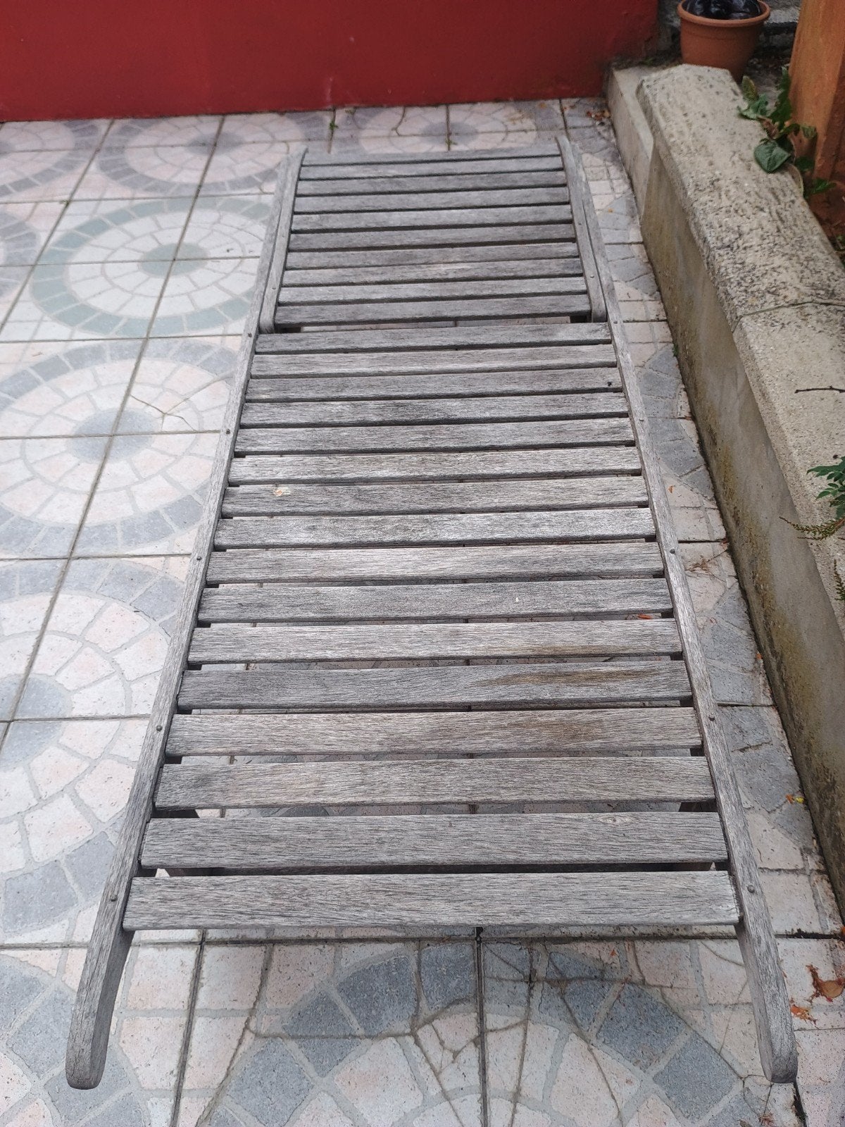 grijze ligstoel, Tuin en Terras, Ophalen, Hout