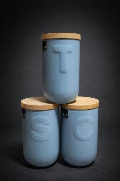 Salt & Pepeer Trois pots en céramique pour le rangement, Enlèvement