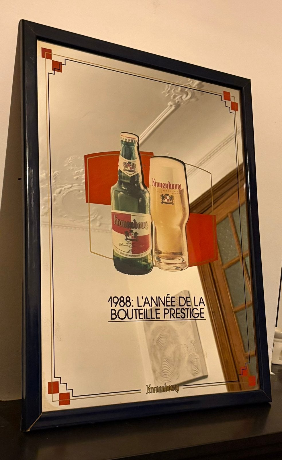 Kronenbourg miroir cadre vintage H 64 L 49, Collections, Enlèvement