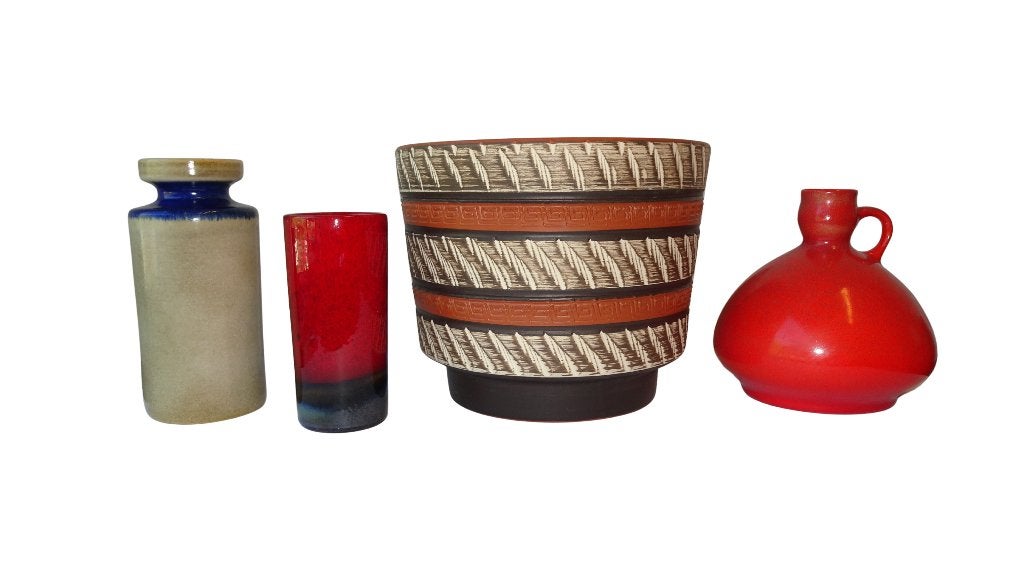 Veilinghuis Oranje - 4 Vintage keramische vazen, Jaren 50/70, Antiek en Kunst, Ophalen