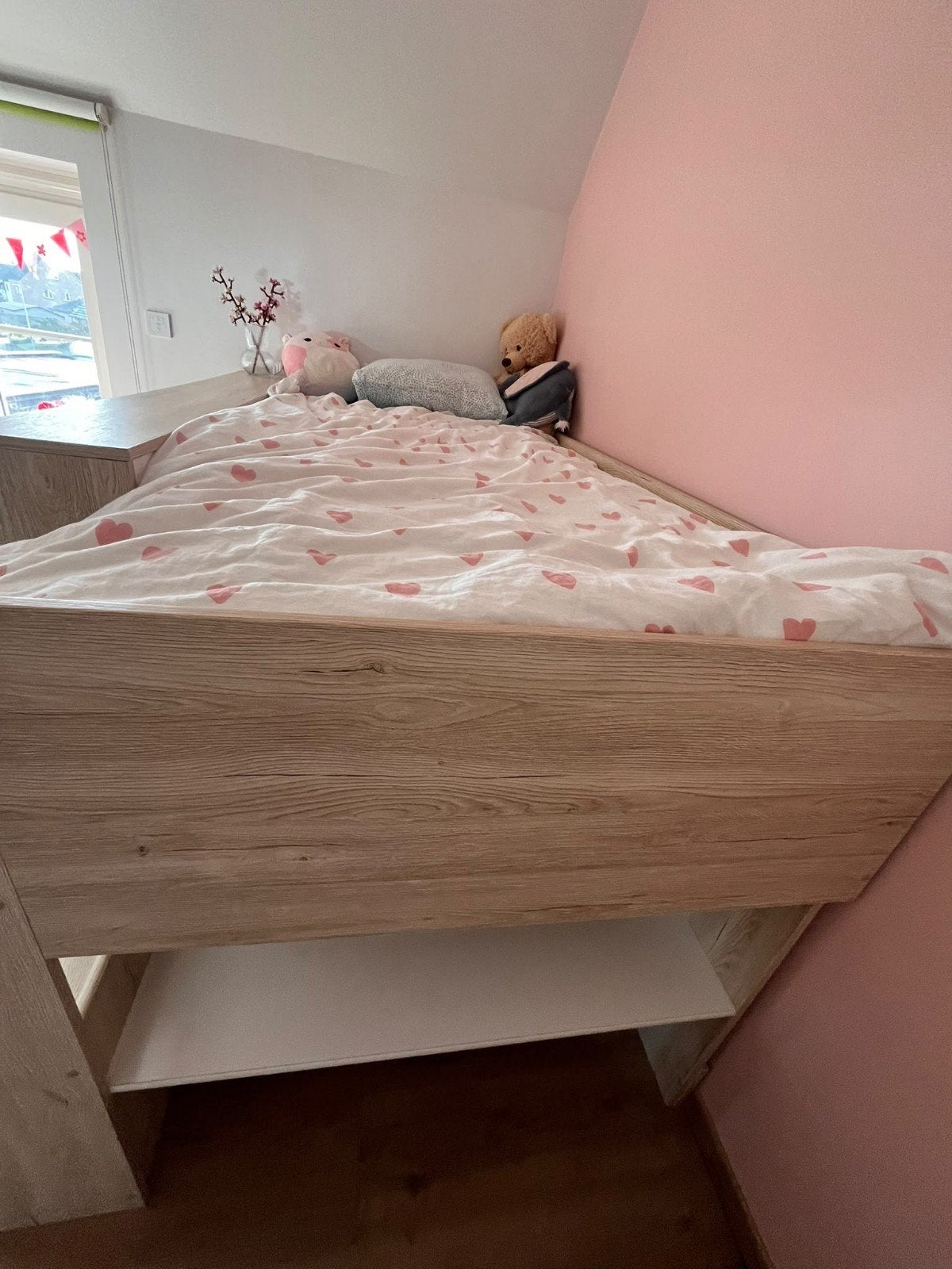 halfhoogslaper eik grijs met bureau, Kinderen en Baby's, Ophalen, Gebruikt, Halfhoogslaper