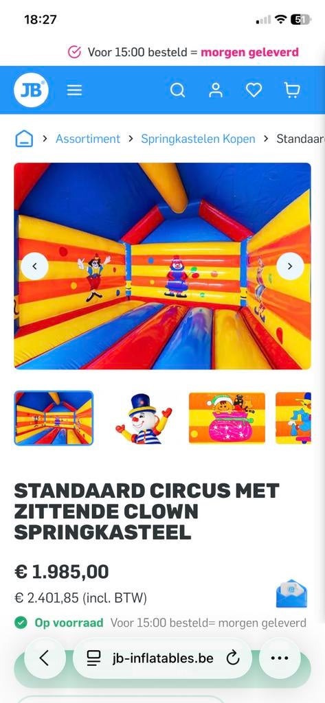 Springkasteel te koop, Kinderen en Baby's, Speelgoed | Buiten | Springkussens, Ophalen, Zo goed als nieuw
