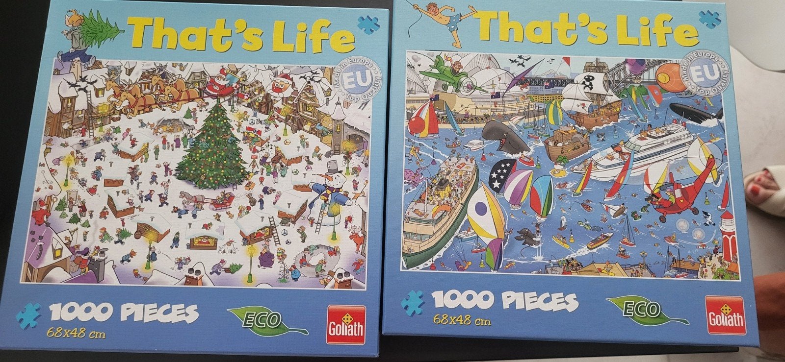 2 puzzels "that's life", Hobby en Vrije tijd, Ophalen, 500 t/m 1500 stukjes, Zo goed als nieuw, Legpuzzel