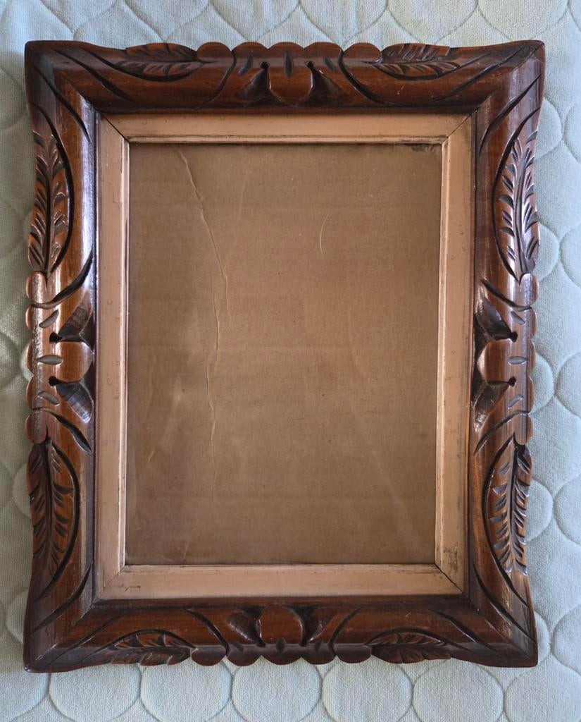 Cadre photo ancien en bois - 34x28 cm, Maison & Meubles, Enlèvement ou Envoi, Bois